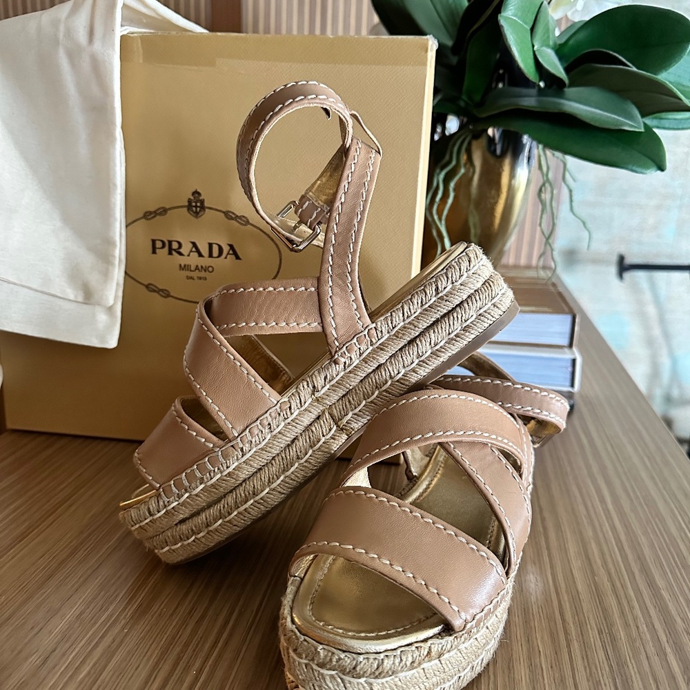 Prada platform espadrille sandal